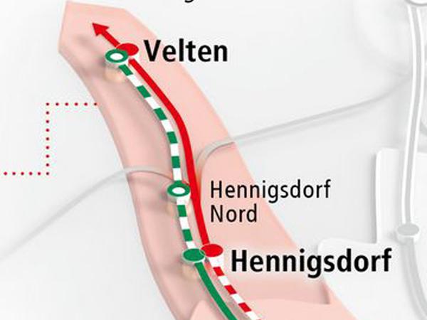 Ausbau geplant. Die S-Bahn nach Hennigsdorf wird verlängert bis Velten. 