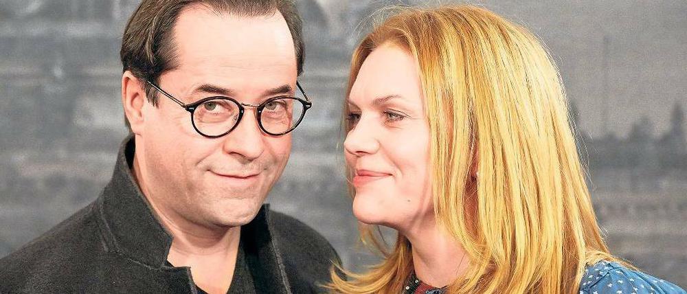 Fernsehstars. Das Schauspieler-Ehepaar Jan Josef Liefers und Anna Loos wurde beim Festival des deutschen Films in Ludwigshafen mit dem Preis für Schauspielkunst geehrt. Foto: dpa