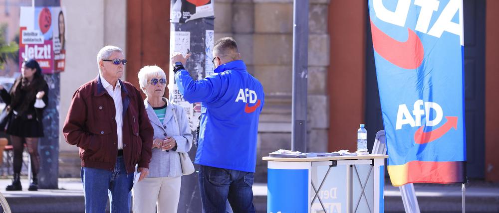 Wahlkampftermin mit Tim Krause (AfD), vor dem Brandenburger Landtag, Potsdam, 01.09.2021, Foto: Sebastian Gabsch