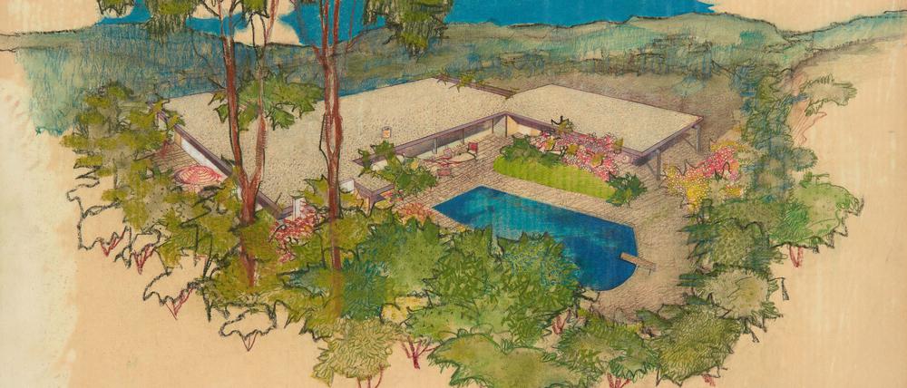 Richard Neutra (1892–1970) Entwurf für das Haus Hammerman in Bel Air, Kalifornien 1954.