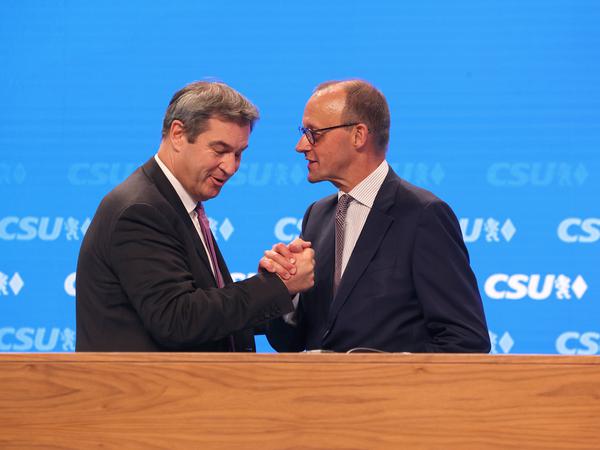 Kämpfen gegen das Bürgergeld der Ampel: CSU-Chef Markus Söder (links) und CDU-Chef Friedrich Merz.