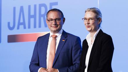 Der AfD-Bundesvorsitzende Tino Chrupalla und die Fraktionsvorsitzende Alice Weidel.