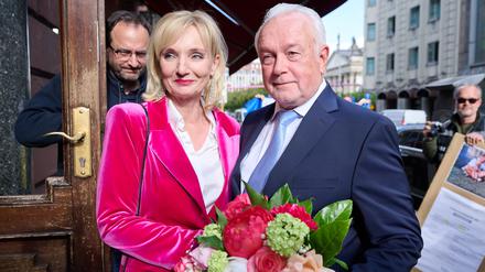 Wolfgang Kubicki (FDP), Vizepräsident des Deutschen Bundestages, kam mit Ehefrau Annette Marberth-Kubicki zur 80. Geburtstagsfeier von Altkanzler Schröder ins Borchardts Restaurant in Berlin.