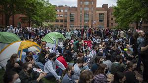 Studenten haben an der George Washington University in Washington, DC, ein Protest-Camp errichtet.