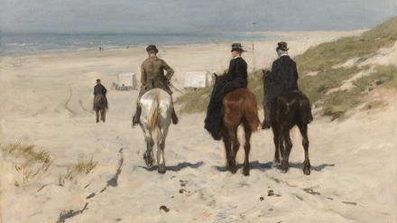 „Morgenausritt am Strand“, 1876, von Anton Mauve, der später Vincent van Gogh im Aquarellieren unterrichtete.
