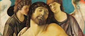 Eyecatcher Bellini. „Der tote Christus, von zwei Engeln gestützt“ (1470-75) aus der Berliner Gemäldegalerie animiert in Paris zum Ausstellungsbesuch.