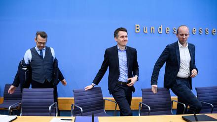 Die Chefhaushälter der Ampelkoalition: Otto Fricke (FDP), Sven-Christian Kindler (Grüne), Dennis Rohde (SPD).