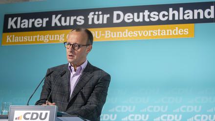 Friedrich Merz bei der Pressekonferenz nach der Klausurtagung der CDU in Heidelberg. 