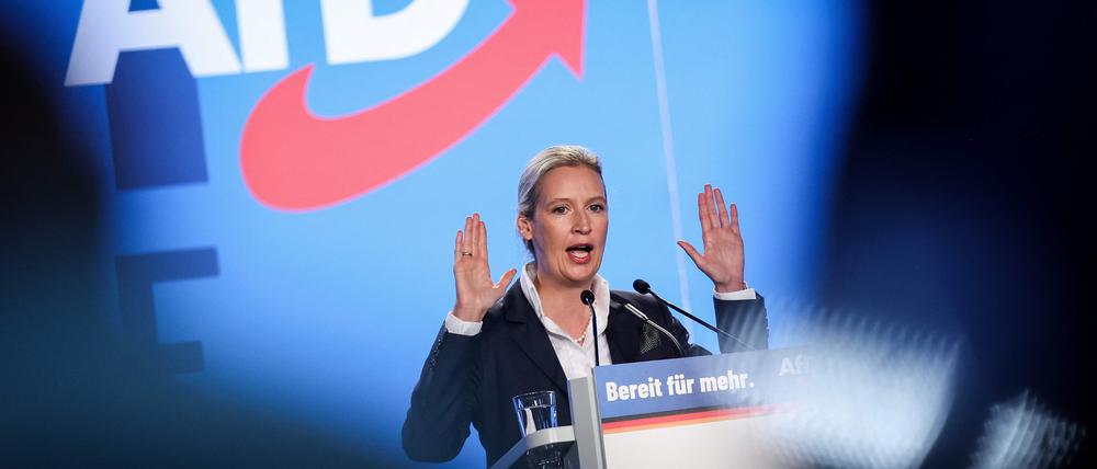 AfD-Chefin Alice Weidel spricht beim Parteitag in Magdeburg. 