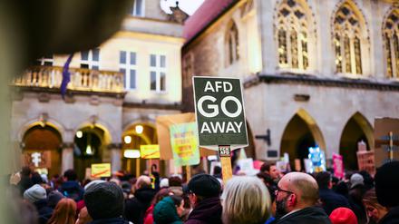 Protest gegen eine AfD-Veranstaltung in Münster.