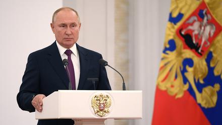 Der russische Präsident Wladimir Putin während einer Rede vor der Staatsduma.
