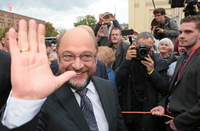 Martin Schulz im September 2017 als Kanzlerkandidat der SPD zu Besuch in Potsdam. Foto: Andreas Klaer