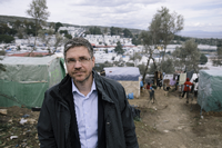 Potsdams Oberbürgermeister Mike Schubert im Flüchtlingslager Moria auf Lesbos. Foto: PNN