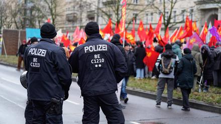 Polizisten bei der Liebknecht-Luxemburg-Demonstration