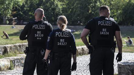 Polizeibeamte im Görlitzer Park bei einem Einsatz gegen Drogendealer.