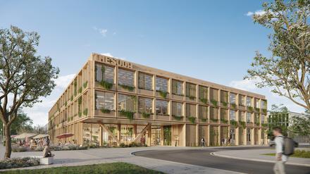 The Soda umfasst Labore und Büros, es wird in Holzhybridbauweise mit begrünter Fassade errichtet. 