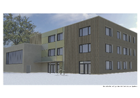 So soll der Neubau der Comenius-Schule in Potsdam aussehen.  Visualisierung: grübethoma architekten