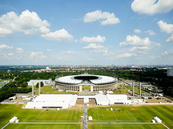 Blick aufs Olympiastadion in Berlin. Finden hier 2036 Olympische Spiele statt?