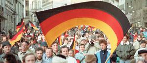 Das Foto zeigt eine Demonstration am 27. Januar 1990 in Plauen.