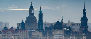 Blick auf die Innenstadt von Dresden. 