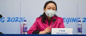 Chinas Olympia-Sprecherin Yan Jiarong wiederholte auf einer Pressekonferenz die Staatspropaganda zu den Uiguren-Lagern und Taiwan.