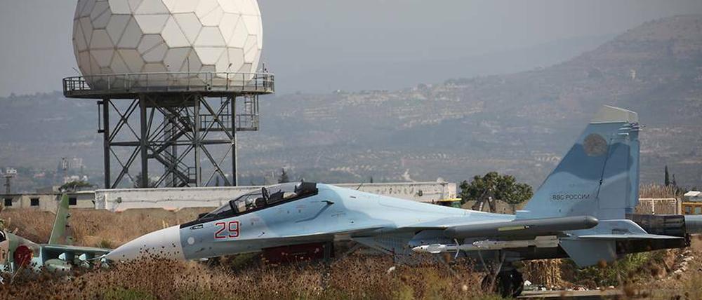 Russischer Sukhoi-Su-30-Kampfjet im syrischen Latakia: Einsätze gegen den IS und gegen gemäßigte syrische Rebellen.