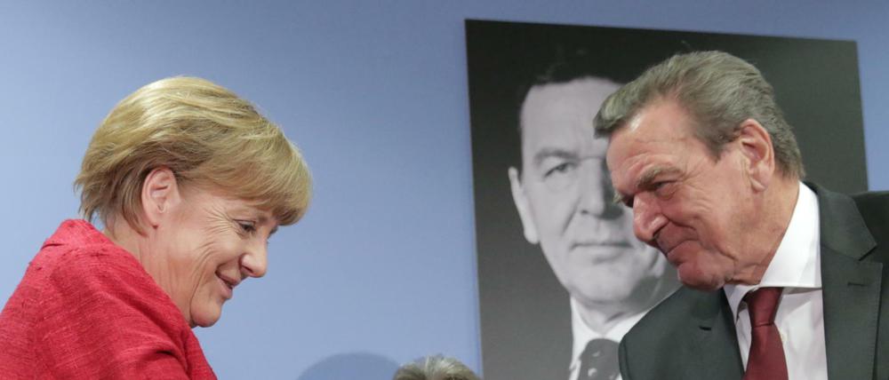 Bundeskanzlerin Angela Merkel und Gerhard Schröder - beiden droht eine "Altkanzler"-Reform in Sachen Ausstattung und Privilegien. 