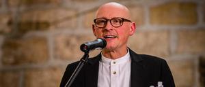 Umstrittener Kandidat: der neurechte Autor Jörg Bernig bedankt sich für die Verleihung des Radebeuler Kunstpreis 2013.