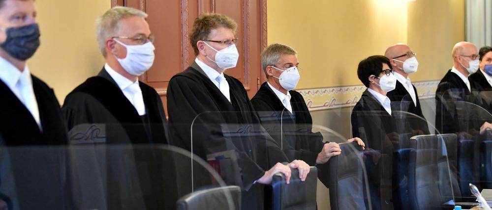 Gerechtigkeit in Pandemiezeiten ist schwierig. Hier ein Bild des Thüringer Verfassungsgerichtshofs.