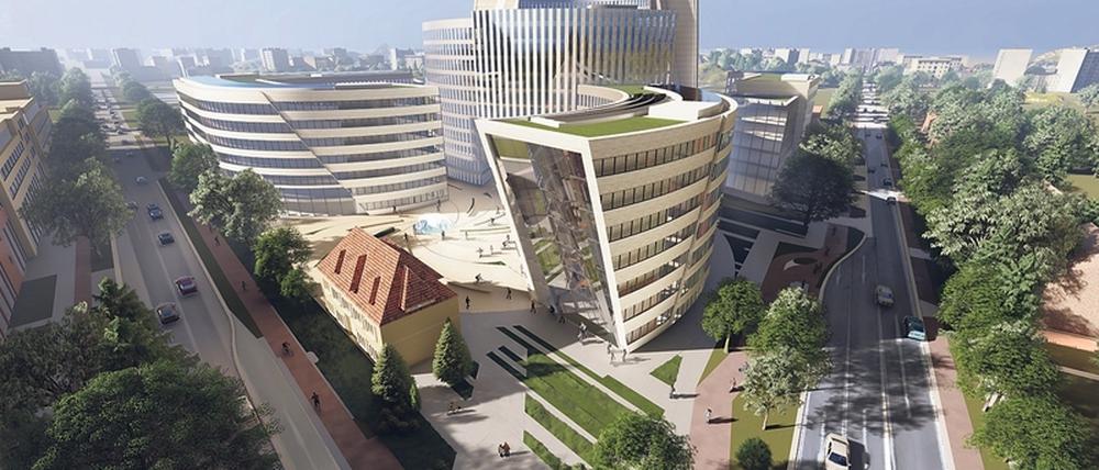 Unpassend? Der Bürokomplex, den Stararchitekt Libeskind entworfen hat, soll 66 Meter hoch sein. Daran stoßen sich einige Anwohner.