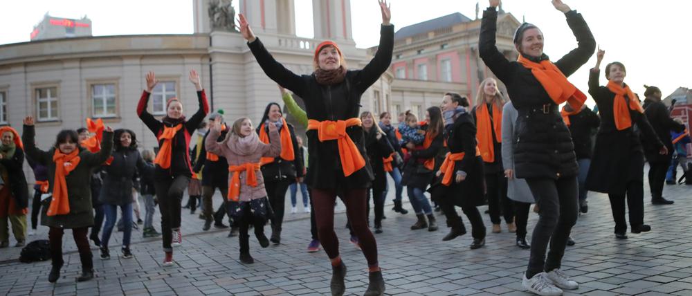 Organisiert hat die One-Billion-Rising-Aktion in Potsdam das Autonome Frauenzentrum. 