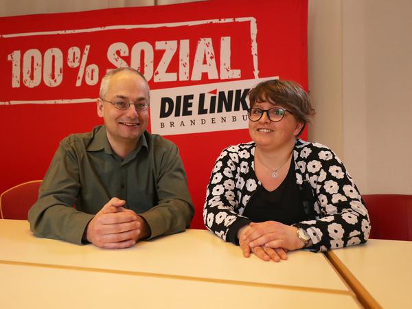 Die Kreisvorsitzenden der Partei Die Linke, Stefan Wollenberg, Kati Biesecke.