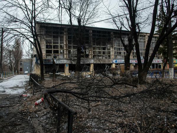 Ein zerstörtes Gebäude in Kiew.