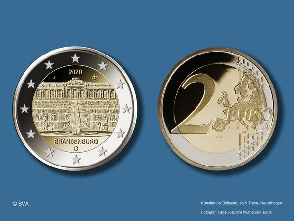 Die 2 Euro Gedenkmünze Brandenburg 2020 mit Schloss Sanssouci