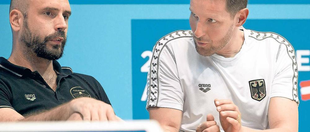Klarer Standpunkt. Bundestrainer Henning Lambertz (r.) fordert, dass Jörg Hoffmann Potsdamer Chefcoach wird.