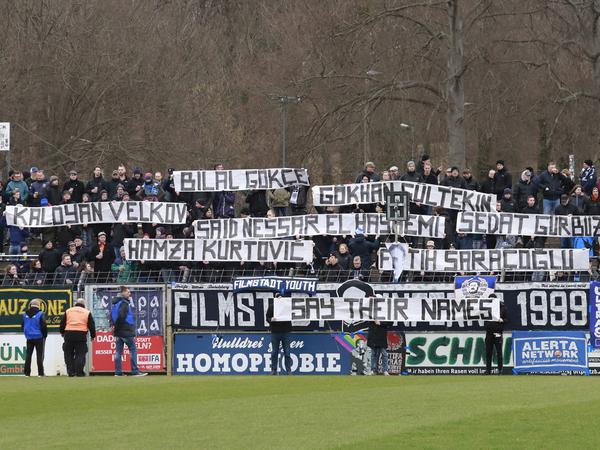 Die Fans des SV Babelsberg 03 gedachten der Opfer von Hanau.