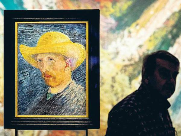 Mit Strohhut. Selbstporträt des Künstlers van Goghs von 1887.