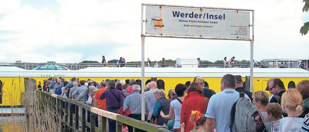 Die Weisse Flotte fuhr in den Vorjahren halbstündlich nach Werder, jetzt sind vier Fahrten am Tag geplant.