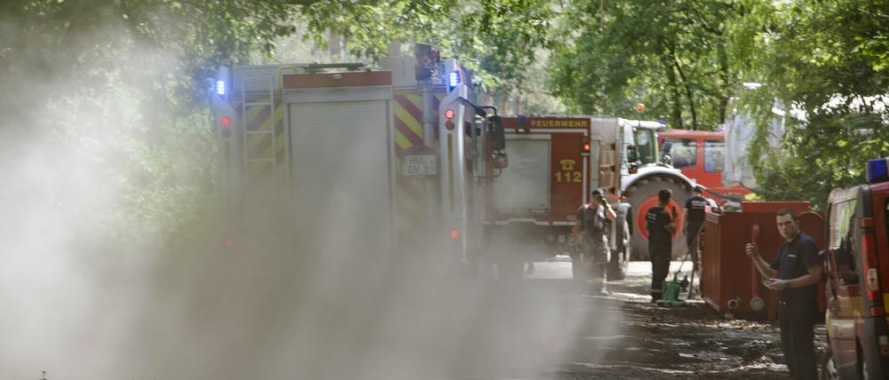 Die Feuerwehr ist seit Freitagabend in einem Waldstück im Ortsteil Frohnsdorf bei Treuenbrietzen bei einem Waldbrand im Einsatz.