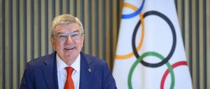 Thomas Bach, Präsident des Internationalen Olympischen Komitees, spricht bei der Eröffnung der Sitzung des Exekutivausschusses des Internationalen Olympischen Komitees (IOC) im Olympischen Haus.